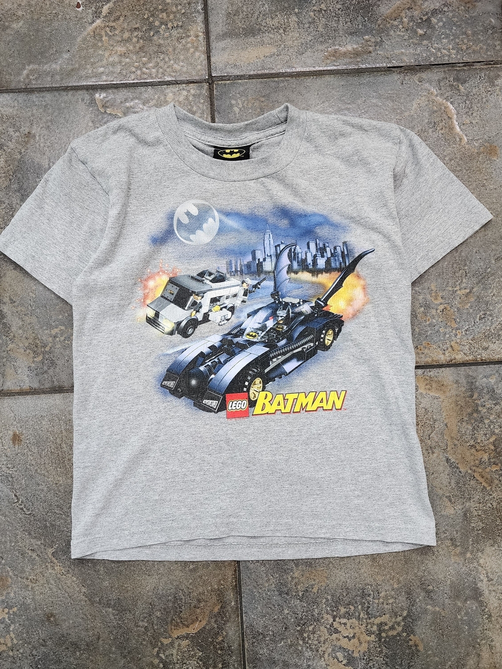 Vintage Y2K Lego Batman Boy's XS 4/5 DC Comics 2007 Promo Graphic T Shirt